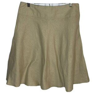 Merona Womens 100% Linen Tan Natural Beige A-Line Side Zip Skirt-10